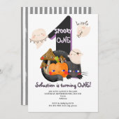 Spooky ONE Little Boo Halloween Kinder 1. Geburtst Einladung (Vorne/Hinten)
