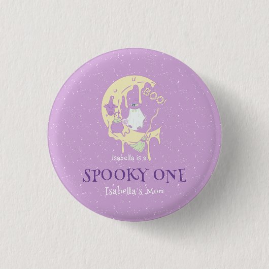 Spooky One Mama Niedlich Ghost Halloween 1. Geburt Button (Vorderseite)