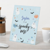 Spooky One Niedlich Blue Ghost Halloween 1. Geburt Sockelschild (In SItu)