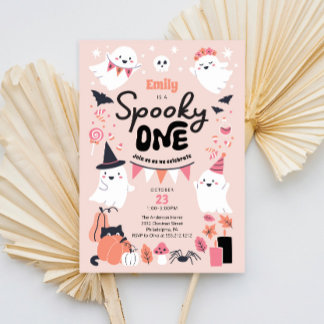Spooky One Niedlich Ghost 1. Geburtstag Party Einladung