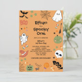 Spooky One Niedlich Ghost Halloween 1. Geburtstag Einladung (Stehend Vorderseite)