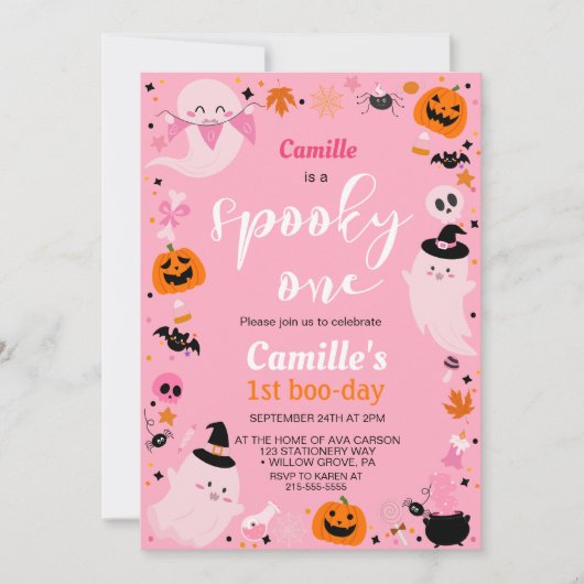 Spooky One niedlich Ghost Halloween Geburtstag Einladung (Vorderseite)