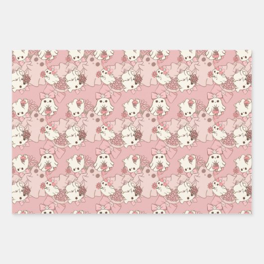 Spooky One Niedlich Ghost mit rosa Bows Geschenkpapier Set (Vorderseite 2)