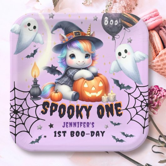 Spooky ONE Niedlich Girl Lila Halloween 1. Geburts Pappteller