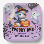 Spooky ONE Niedlich Girl Lila Halloween 1. Geburts Pappteller (Vorderseite)