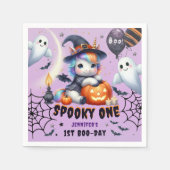 Spooky ONE Niedlich Girl Lila Halloween 1. Geburts Serviette (Vorderseite)