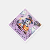 Spooky ONE Niedlich Girl Lila Halloween 1. Geburts Serviette (Ecke)