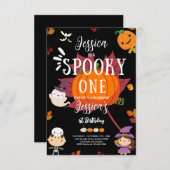Spooky One Niedlich Halloween Ghost 1. Geburtstag Einladung (Vorne/Hinten)