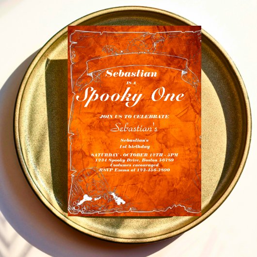 Spooky One Niedlich Halloween Ghost 1. Geburtstag  Einladung