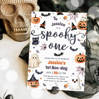 Spooky One Niedlich Halloween Ghost 1. Geburtstag Einladung