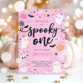 Spooky One Niedlich Halloween Ghost 1. Geburtstag Einladung