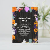Spooky One Niedlich Halloween Ghost 1. Geburtstag  Einladung (Stehend Vorderseite)