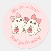 Spooky One Niedlich Pink Ghost & Bows 1. Geburtsta Runder Aufkleber (Vorderseite)