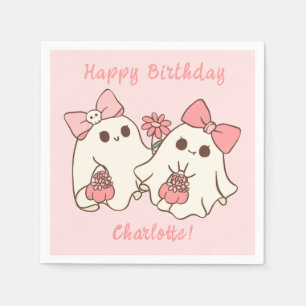 Spooky One Niedlich Pink Ghost & Bows 1. Geburtsta Serviette