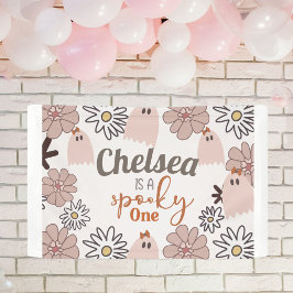 Spooky One Niedlich Pink Ghost Halloween Custom Banner