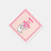 Spooky One Niedlich Pink Halloween Ghost 1. Geburt Serviette (Ecke)