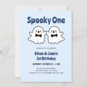 Spooky One Niedlich Twin Boys Halloween 1. Geburts Einladung (Vorderseite)