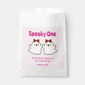 Spooky One Niedlich Twin Girls Halloween 1. Geburt Geschenktütchen (Vorderseite)