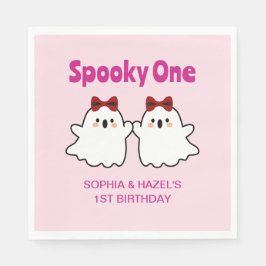 Spooky One Niedlich Twin Girls Halloween 1. Geburt Serviette