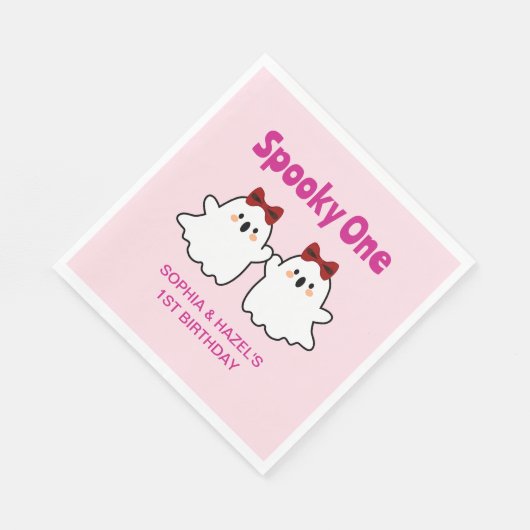 Spooky One Niedlich Twin Girls Halloween 1. Geburt Serviette (Ecke)