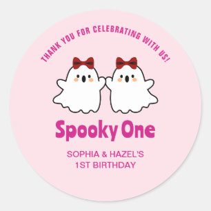 Spooky One Niedlich Twins Halloween 1. Geburtstag Runder Aufkleber
