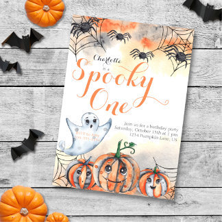 Spooky One Niedlich Watercolor Halloween 1. Geburt Einladung