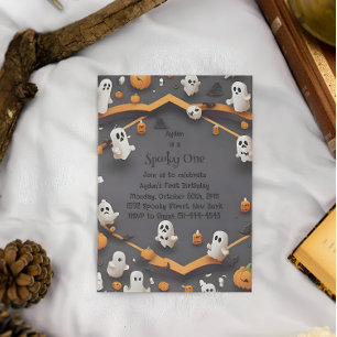 Spooky One Niedliches Vintages Halloween 1. Geburt Einladung