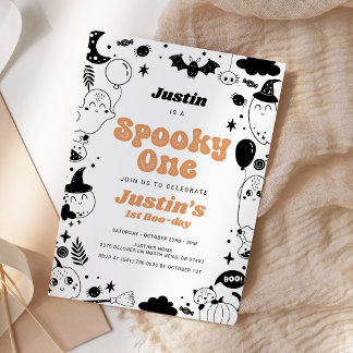 Spooky One Orange Ghost Halloween Geburtstag Einladung