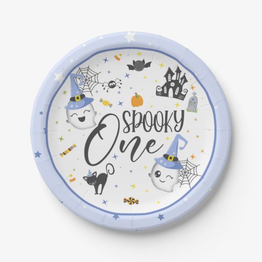 Spooky One Paper Plate - Blau Pappteller (Vorderseite)