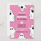 Spooky One Pink Ghost Birthday Einladung (Vorderseite)