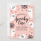 Spooky One Pink Ghost Halloween 1. Geburtstag Einladung (Vorderseite)