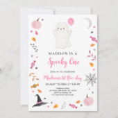 Spooky One Pink Ghost Halloween Geburtstag Einladung (Vorderseite)