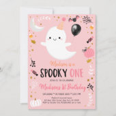 Spooky ONE Pink Ghost Halloween Geburtstag Einladung (Vorderseite)