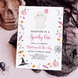 Spooky One Pink Ghost Halloween Geburtstag Einladung