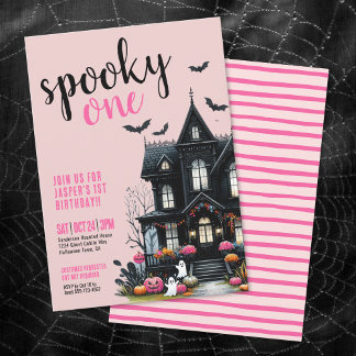 Spooky One Pink Halloween 1. Geburtstag Einladung