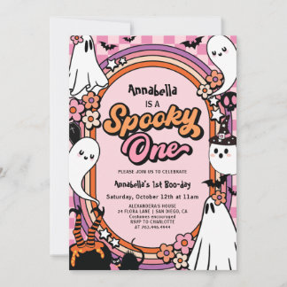 Spooky One Pink Halloween 1. Geburtstag Party Einladung