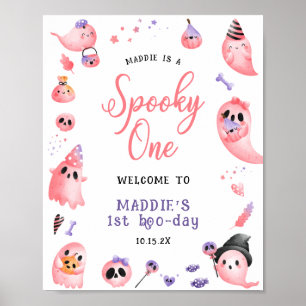 Spooky One Pink Halloween 1. Geburtstag Willkommen Poster