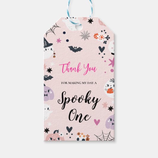 Spooky One Pink Halloween Geschenkanhänger (Vorderseite)