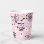 Spooky One Pink Halloween Ghost Pappbecher (Vorderseite)