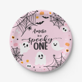 Spooky One Pink Halloween Ghost Pappteller
