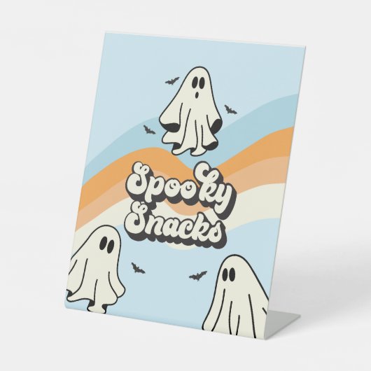 Spooky One Retro Ghost Birthday Snacks Sockelschild (Vorderseite)