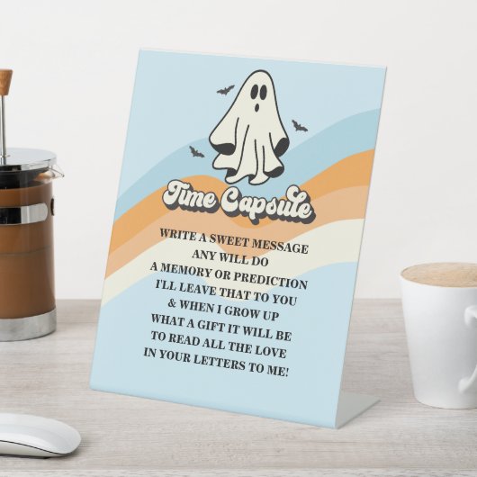 Spooky One Retro Ghost Birthday Time Kapsel Sockelschild (In SItu)