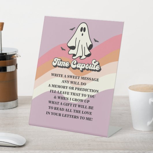 Spooky One Retro Ghost Birthday Time Kapsel Sockelschild (In SItu)