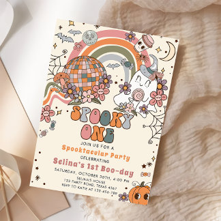 Spooky One Retro Ghost Halloween 1. Geburtstag Einladung