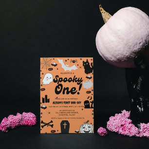 Spooky One Retro Grovy Halloween Mädchen 1. Geburt Einladung