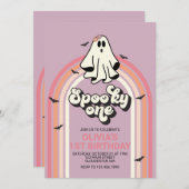 Spooky One Retro Halloween Ghost 1. Geburtstag Einladung (Vorne/Hinten)