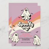 Spooky One Retro Halloween Ghost 1. Geburtstag Einladung (Vorne/Hinten)