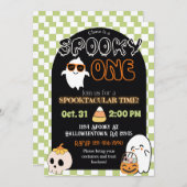 Spooky One, Retro Thema 1. Geburtstag Einladung (Vorne/Hinten)