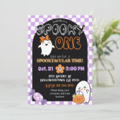 Spooky One, Retro Thema 1. Geburtstag Einladung (Stehend Vorderseite)