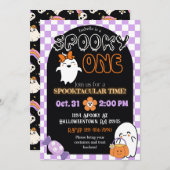 Spooky One, Retro Thema 1. Geburtstag Einladung (Vorne/Hinten)